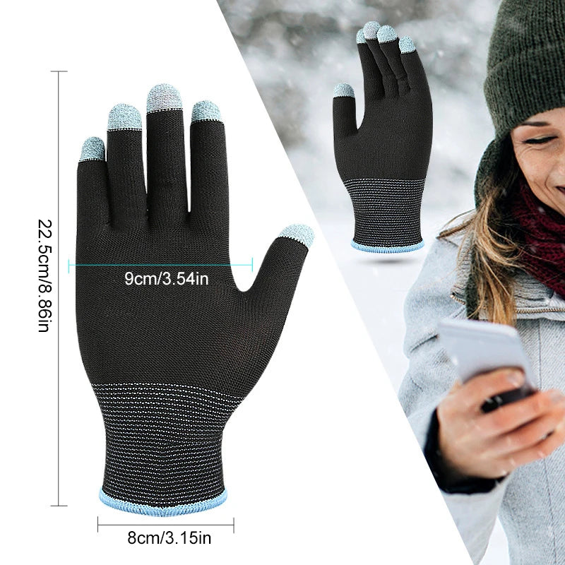 [F] 1Pair All Finger Operations Gaming Gloves Providing Accurate Screen Interaction For Mobile Devices For Winter Warmth