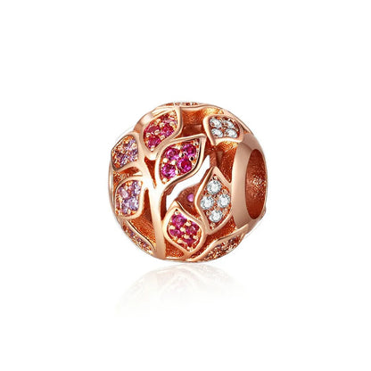 Rose Gold Plated Charms for Bracelet DIY Jewelry Making Heart Flower Strawberry Butterfly Paw Print CZ Pendant Beads Women Gift