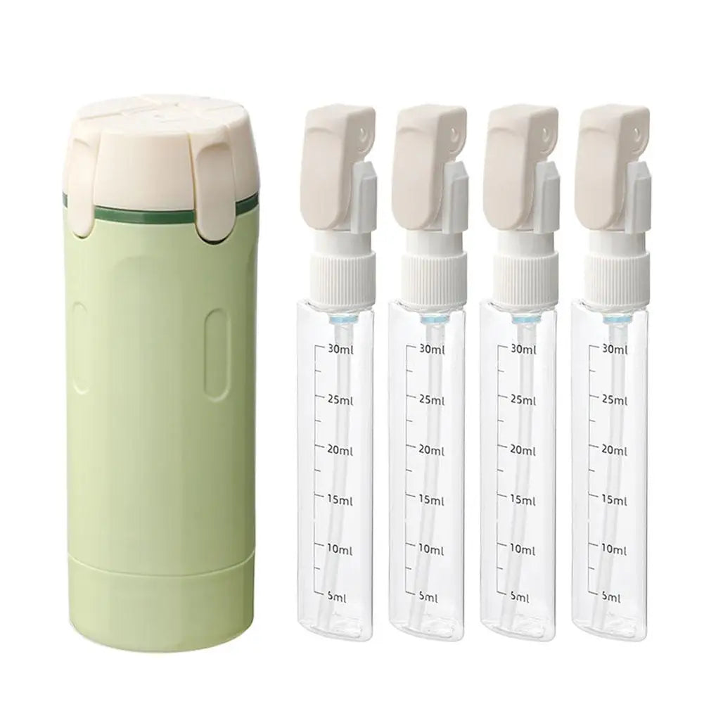 Travel Dispenser Storage Bottle With 4*30ml Inner Bottles -  Leakproof Portable Refillable For Shampoo Conditioner Lotion Toner