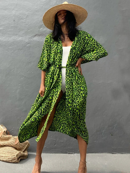 Bikini Cover Ups for Swimwear Women Printed Beach Kimono Self Belted Loose Wrap Beachwear Bathing Suit Dropshipping 22 Colors