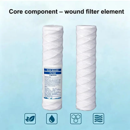 2Pcs 20 Inch 5 Micron Water Filter Cartridge High Flow Wound Polypropylene Sediment for Whole House Water Filter Cartridge
