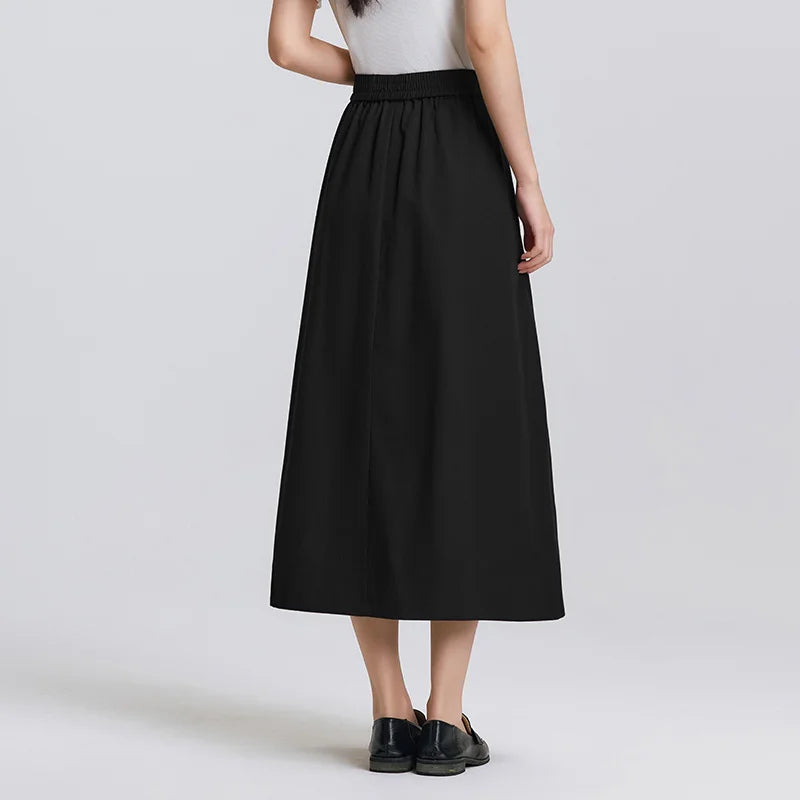 Semir Skirt Women 2025 New Spring Elastic Waist Solid Color Versatile Spring New Version Hip-covering A-line Umbrella Skirt