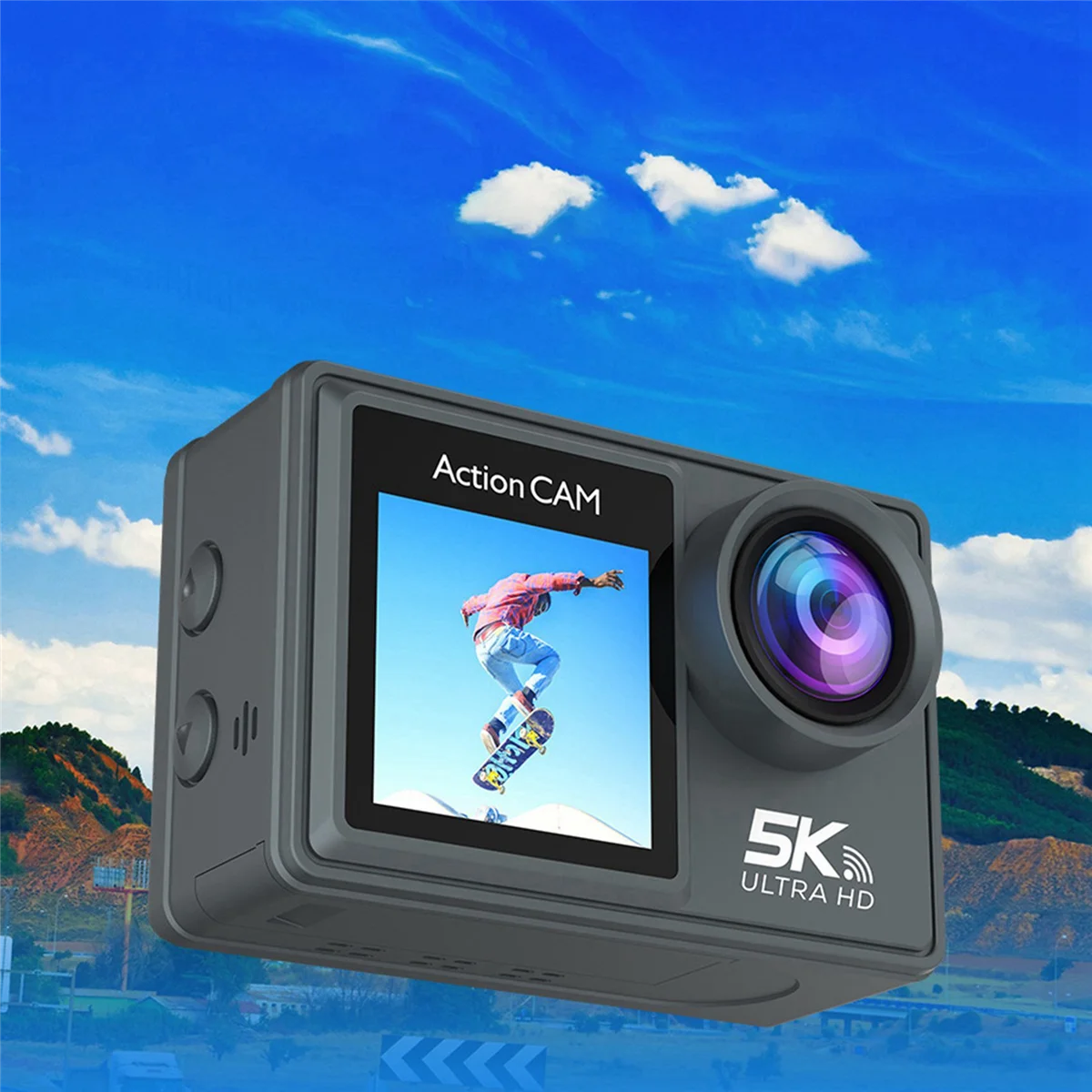 XFDZ WiFi Anti-Shake Action Camera 5K 30FPS Dual Screen 170° Wide Angle 30M Waterproof Sport Camera with Remote Control
