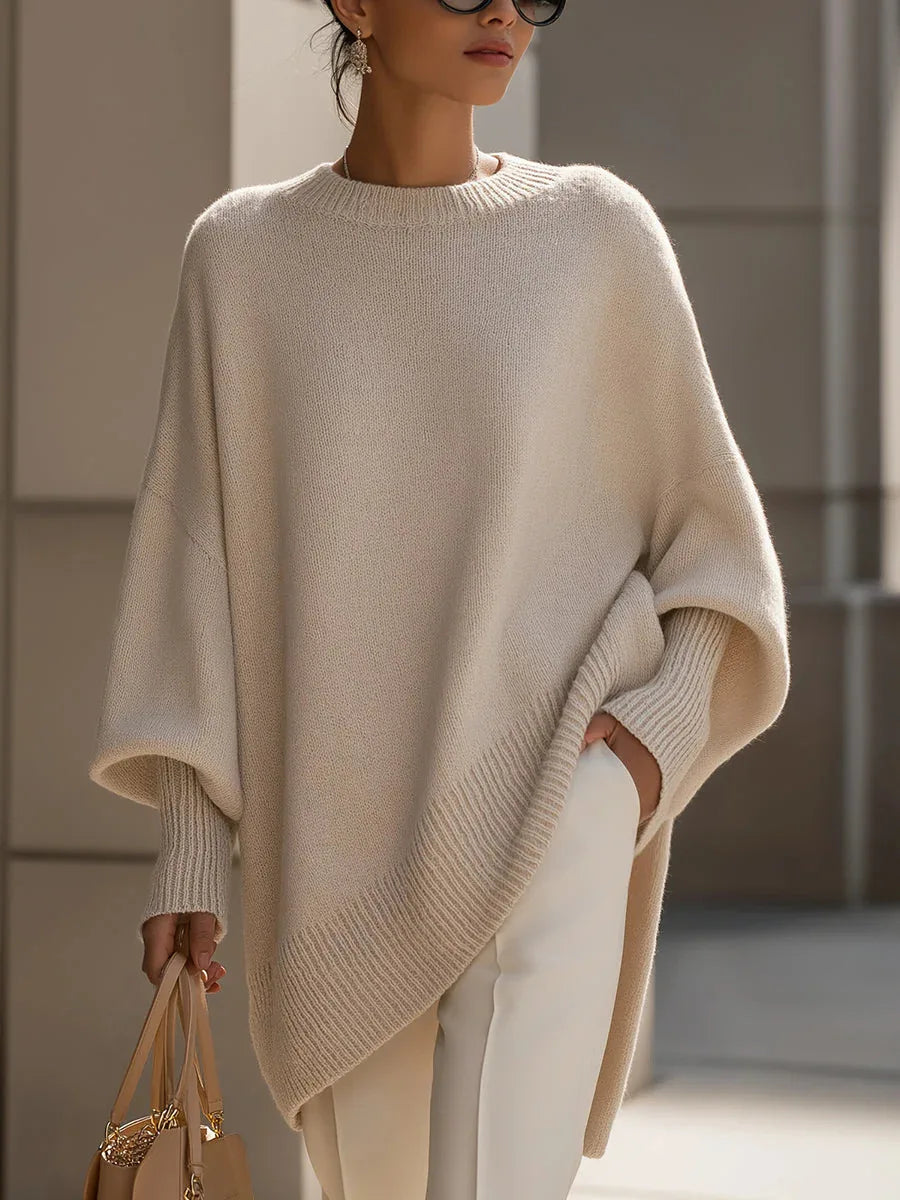 LEOSOXS 2025 Autumn/winter Cashmere Casual Round Neck Pullover Knitted Sweater for Women Loose and Lazy Style Solid Color Tops