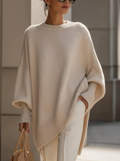 LEOSOXS 2025 Autumn/winter Cashmere Casual Round Neck Pullover Knitted Sweater for Women Loose and Lazy Style Solid Color Tops