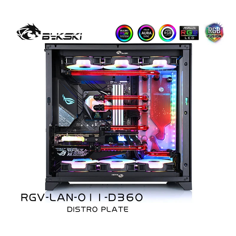 Bykski Acrylic Distro Plate / Board for LIAN LI O11 Dynamic Case / Fit Dual 360MM Radiator / Combo DDC Pump / RGV-LAN-O11-D360