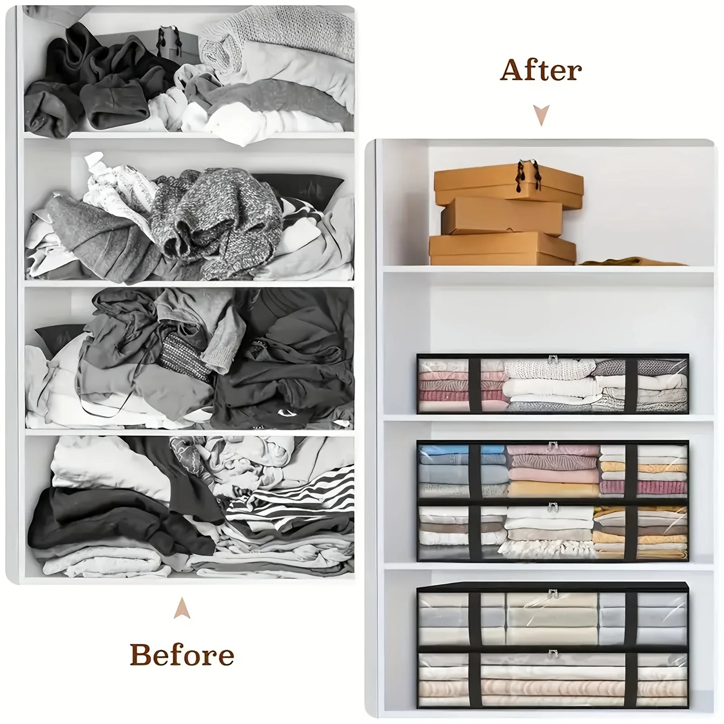 2pcs Large Under Bed Storage Bags Non-woven Clothes Organizer Clear Window Reinforced Handles for Comforters Blankets Bedding