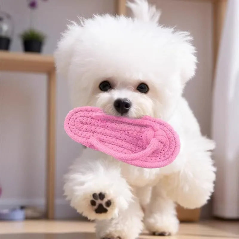 Funny Pet Dog Toys Slippers Cotton Rope Shoes Interactive Chewing Puppy Dog Teeth Cleaning Outdoor Training Cat Relieve Anxiety