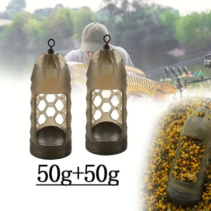 2/3pc Carp Fishing Feeder with Weight | Light Brown High-Density Polymer Bait Holder for Efficient Distribution & Easy Loading