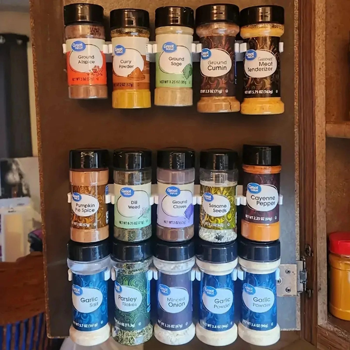 20 pcs/4 rows of spice racks, wall-mounted seasoning bottle sorting and storage racks, non-punching hanging storage racks