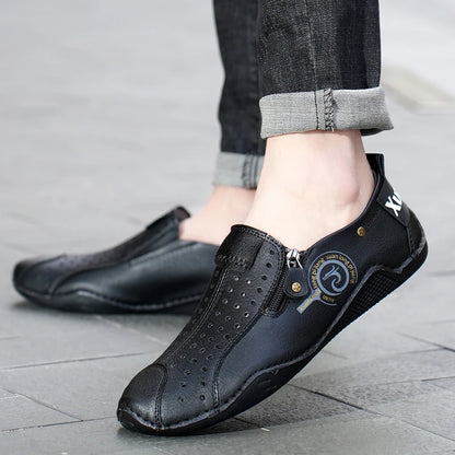 Men Casual Shoes Leather Outdoor Walking Shoes Fashion Male Leisure Vacation Soft Driving Shoes Sneakers Breathable Men's Shoes
