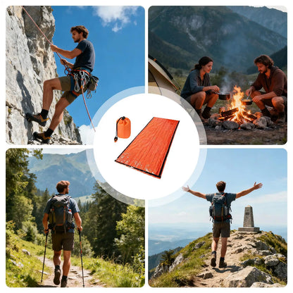 Survival Sleeping Bag Compact Ground Mat with Whistle Outdoor Camping Gear Sleeping Bag for Hiking Extreme Weather Fishing
