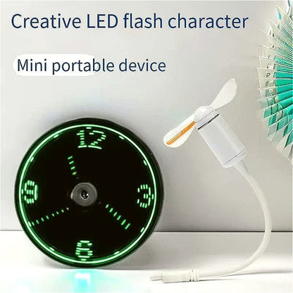 Portable USB LED Message Fan, Programmable RGB Light Gooseneck Fan for Home Office Computer Rechargeable Fan Electronic Gadgets