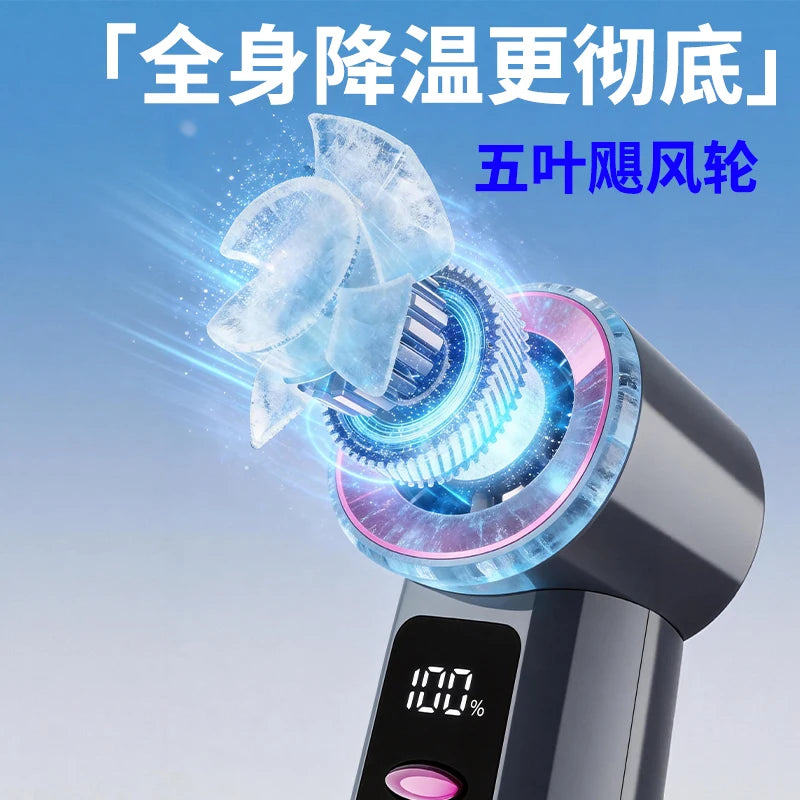 Portable Mini Handheld Fan With 100 Levels,  High-Speed Drive, Turbo Cooling,Outdoor Handheld Fan With LED Display Screen 12m/s