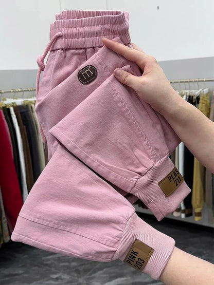 Top quality Autumn Spring Women Pants 2024 New Cotton Jeans Pants Elastic Waist Harem Pants Casual Sports Trousers Female