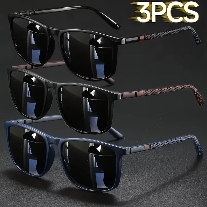 2/3pcs Luxury Square Vintage Cycling Sunglasses Men Women Fashion Travel Driving Fishing Sun Glasses Male Eyewear UV400