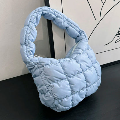 Mini Cloud Pleated Bags for Women Casual Quilted Handbag Nylon Padded Handle Bags Luxury Soft Puffy Bag Designer Underarm Bag