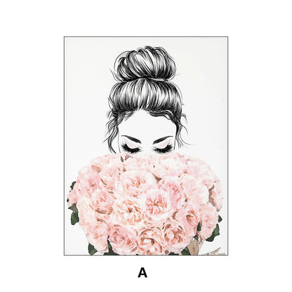 Fashion Makeup Pink Wall Art Women'S Perfume Canvas Painting Art Posters And Prints Home Decor Modern Sweet Flower Painting