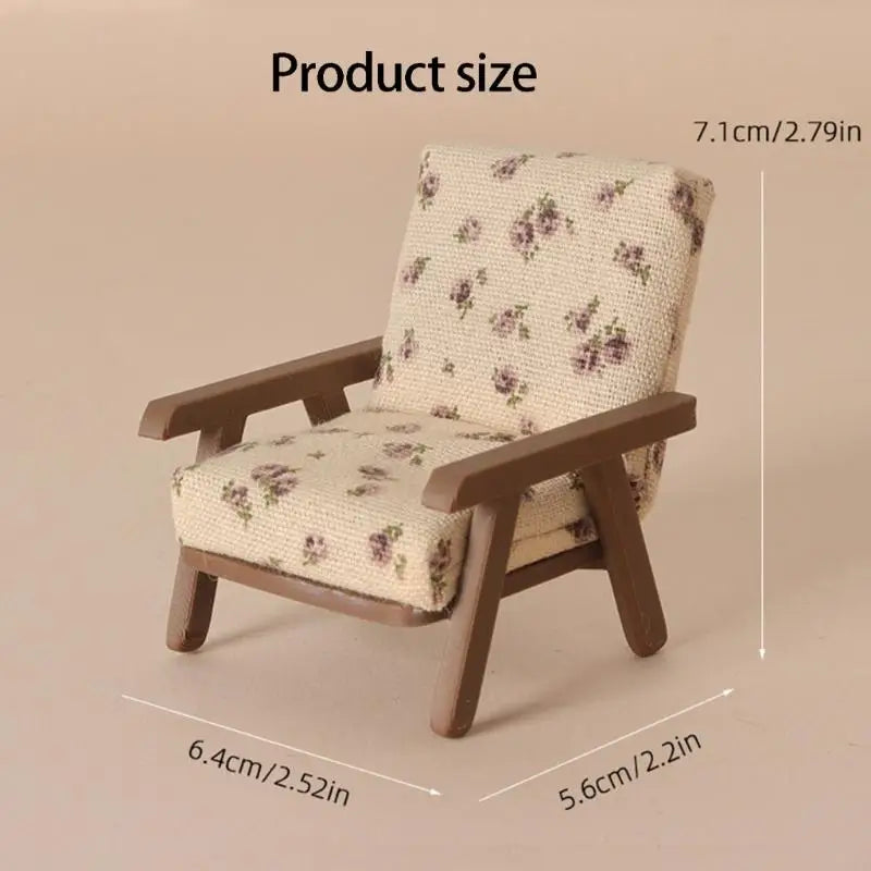 Living Room Sofa 1/12 Scale Wooden Base Cloth Covered Mini Furniture for Doll House Accessories and Collectibles A2UB