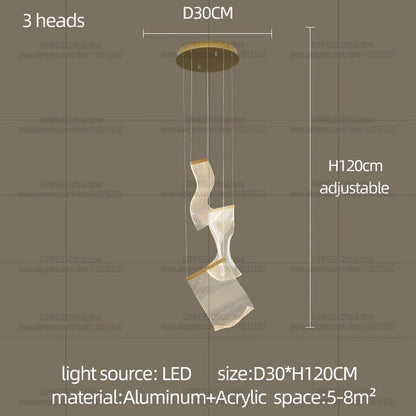 Light Guide LED Modern Chandelier Living Room Decor Lighting Duplex Rotating Stairs Pendant Lamp Dining Room Hanging Lights
