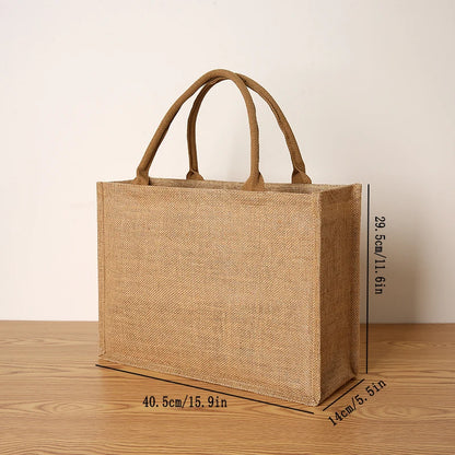 Women's jute tote bag large capacity shopping bag travel storage bag open mouth men's handbag