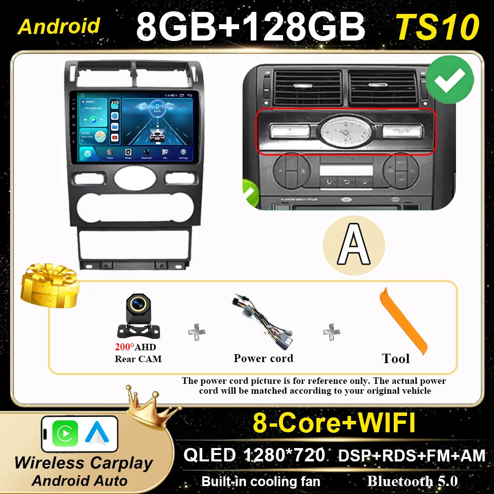 Android 16 GPS Navigation  For Ford Mondeo 2004 -2007 Auto Multimidia Video Player Carplay Head Unit Radio Stereo Car Dvd WIFI