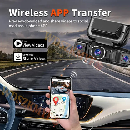 Dash Cam 4 Lens WiFi 24H Parking Monitor HD 1080P 360° Car Camera Video Recorder Anti-theft Black Box Rear View Camera Free OBD2