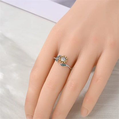 2026 New Original 925 Sterling Silver Shining Sunflower Ring For Women Fit Wedding Party Jewelry Gifts