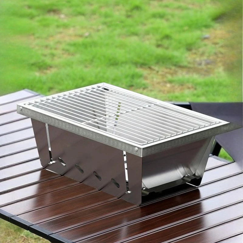 Outdoor Barbecue Grill Stainless Steel Portable Outdoor Stove Brazier IGT Table  Folding 1 Unit Firewood Stove Barbecue Camping
