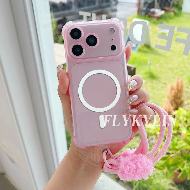 For Xiaomi 15T 14T 13T 12T Pro 12S 12X 14 Pro 17 Pro Max Magnetic Rechargeable Protective Case Equipped With Plush Hand Rope
