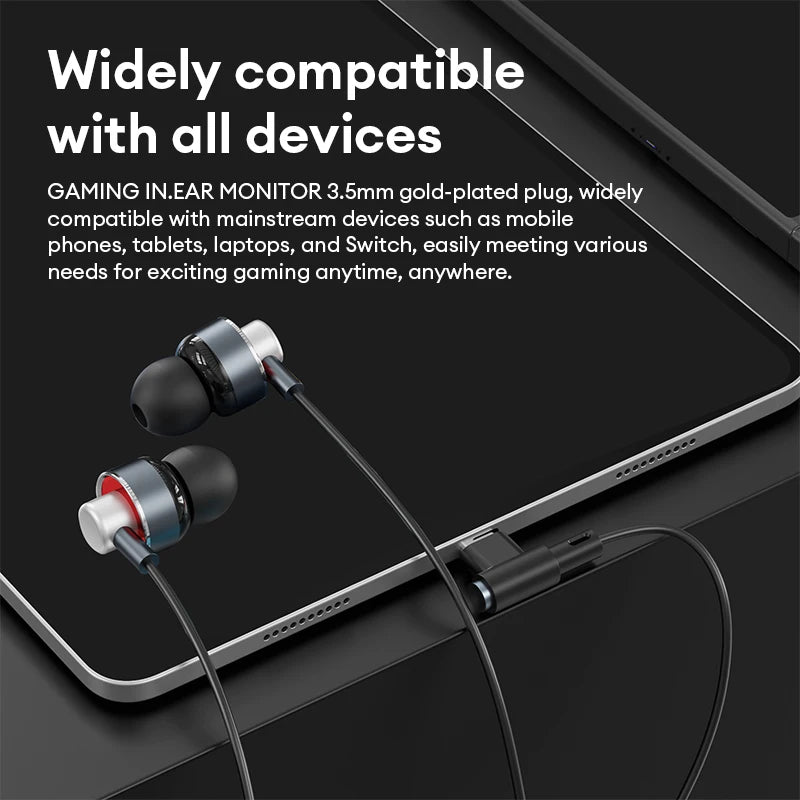 Lenovo Y100 1.2M In-Ear L-shaped Wired Earphones Gaming Headset Ultra-Low Latency e-sports Headphones Comfortable Sports Earbuds
