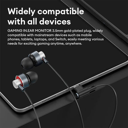 Lenovo Y100 1.2M In-Ear L-shaped Wired Earphones Gaming Headset Ultra-Low Latency e-sports Headphones Comfortable Sports Earbuds