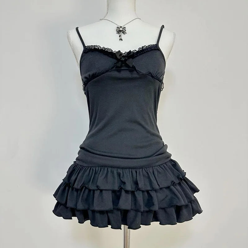 Sexy Punk Y2K Dress Aesthetics Graphic Print Unique Grunge Hip Hop Braces skirt Summer Cool Goth Streetwear A-line skirt Fashion