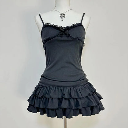 Sexy Punk Y2K Dress Aesthetics Graphic Print Unique Grunge Hip Hop Braces skirt Summer Cool Goth Streetwear A-line skirt Fashion