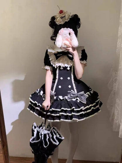 2025 Japanese Kawaii Sweet Lolita Princess Dress Women Pink Y2k Bow Lovely Slim Dresses Female Korea Style Design Chic Outfits
