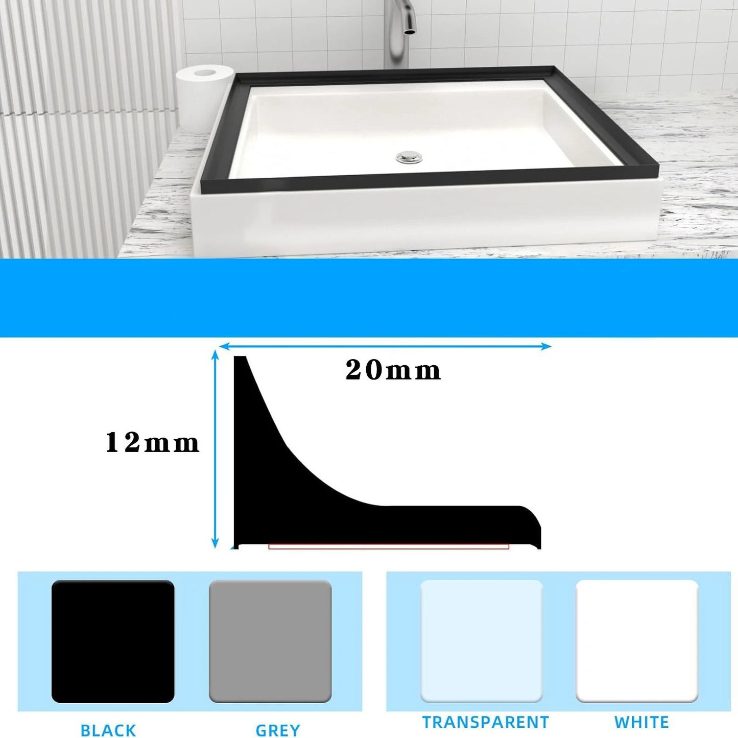 Kitchen Water Retaining Strip, Silicone Self-adhesive Door Seal, Separating Shower Dam Barrier – Bathroom Accessories