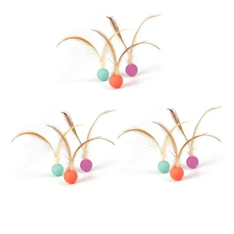 Funny Cat Elastic Ball Toy Interactive Balls Pet Supplies Feather Football Toys Dog Playthings Kitten