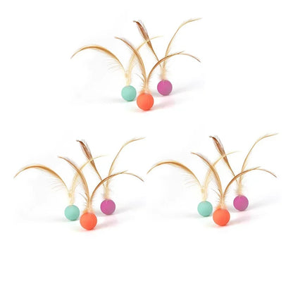 Funny Cat Elastic Ball Toy Interactive Balls Pet Supplies Feather Football Toys Dog Playthings Kitten