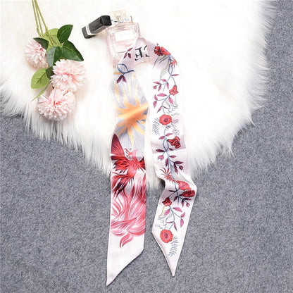 2024 New Luxury Brand Scarf Tarot Women Scarf Bag Hair Skinny Silk Scarves Design Foulard Neckerchief Headband For Ladies