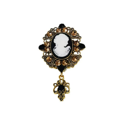 SHMIK Vintage Palace Style Relief Beauty Pendant Crystal Badges Brooch For Women Elegant Retro Middle Design Pin Jewelry