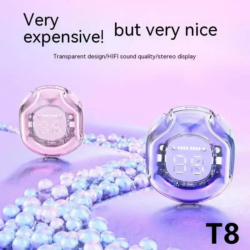 T8 PRO TWS Bluetooth-Ohrhörer, transparent mit LED-Digitalanzeige, kabelloser In-Ear-Kopfhörer für Xiaomi, Huawei, iPhone