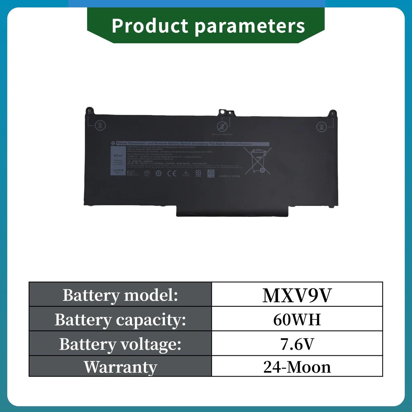 Factory Direct! MXV9V 60Wh Laptop Battery 5VC2M 05VC2M 829MX 0829MX for Dell Latitude E7400 E7300 5300 5310 7300 7400