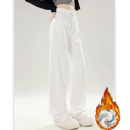 Winter Girls Thermal Fleece High Waist Jeans Lady Snow Warm Plush Denim Pants Women Classic Fashion Straight Leg Trousers