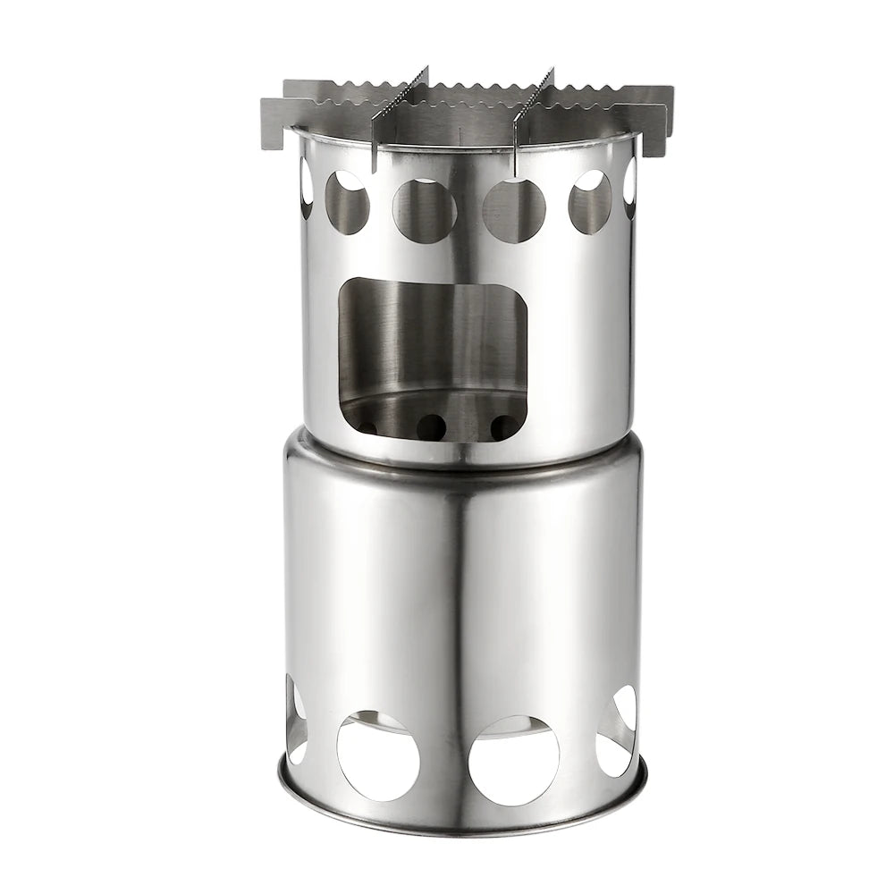 Camping Stove Portable Stainless Steel Lightweight Wood-Burning Stove Outdoor Cooking Picnic Camping Burner Wood-Burning Stove