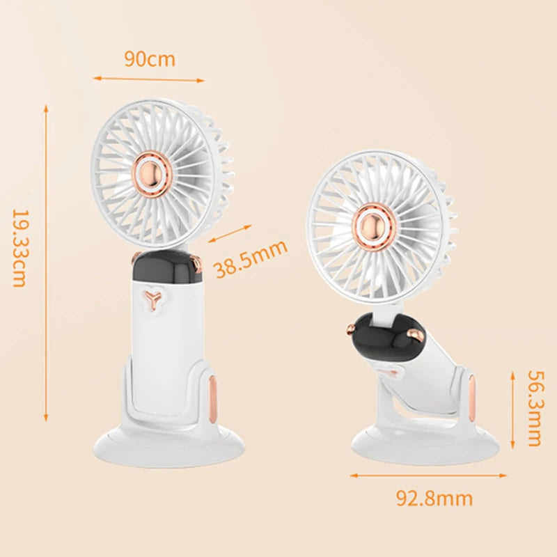 Portable Handheld Fan For Student Adjustable Desk Fan with Base Multifunction Foldable Travel Mini Fans Outdoor Stroller Fans