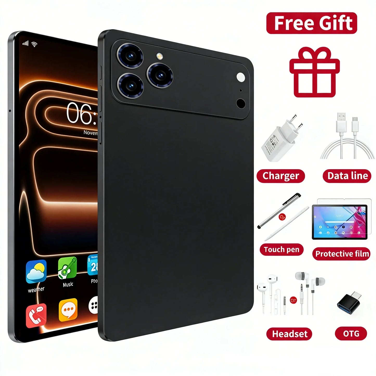 2026 Pad 17 Pro Max Tablet PC 11 Inch 24GB 2T Android16 Snapdrago 8gen3 5G Dual SIM Call WIFI 20000mAh Tablet Face Recognition