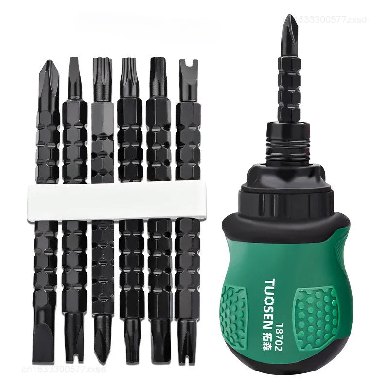 13 in 1 Ratchet Screwdriver Set Short Handle Cross Groove Drill Telescopic Dual Purpose Home Magnetic Repair Tools Kit