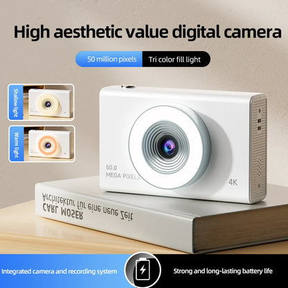 Digital Camera 4K High-definition Camera 50 Million Pixels Autofocus Portable Retro Camera CCD Travel Student Camera