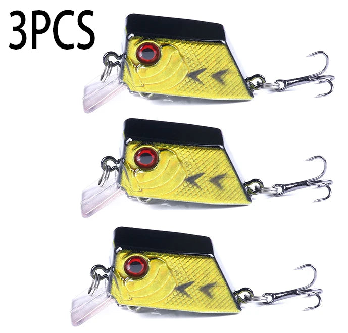 Hengjia 4.5cm 7g Square Crankbait Fishing Wobbler Diving Swimming Bait for Bass Pike Artificial Fishing Tackle