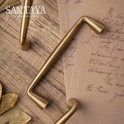 Santaya Solid Antique Brass Handle Kitchen Cabinet Pull Wardrobe Drawer Knob Furniture Hardware Long